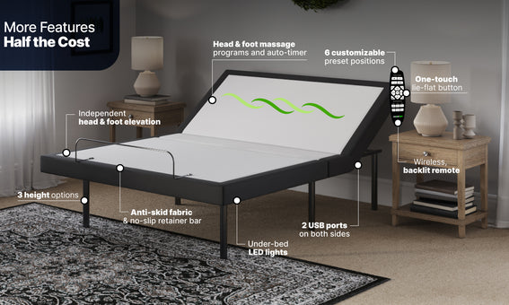 GhostBed Adjustable Base Bed Frame with Zero Gravity GhostBed